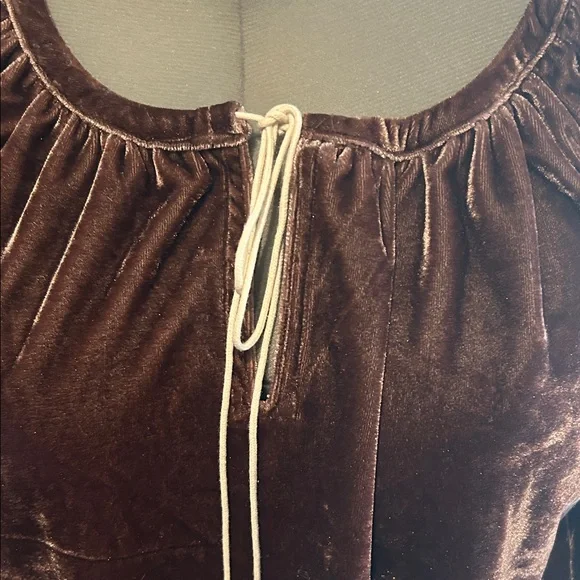 Luxurious Velvet Women's Blouse in Rich Brown - Picture 3 of 10